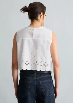 Spitzentop cropped mit Broderie Anglaise