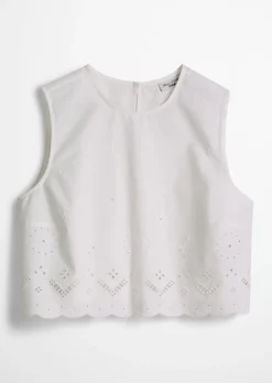 Spitzentop cropped mit Broderie Anglaise