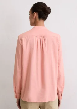 Stehkragenbluse relaxed aus softem Baumwoll-Satin
