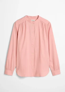 Stehkragenbluse relaxed aus softem Baumwoll-Satin