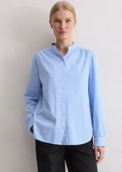 Stehkragenbluse relaxed aus softem Baumwoll-Satin
