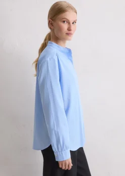 Stehkragenbluse relaxed aus softem Baumwoll-Satin