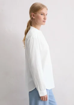 Stehkragenbluse relaxed aus softem Baumwoll-Satin