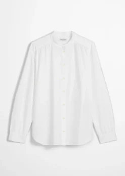 Stehkragenbluse relaxed aus softem Baumwoll-Satin