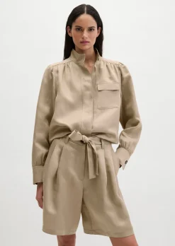 Stehkragen-Jacke loose aus TENCEL™ Lyocell-Leinen-Mix