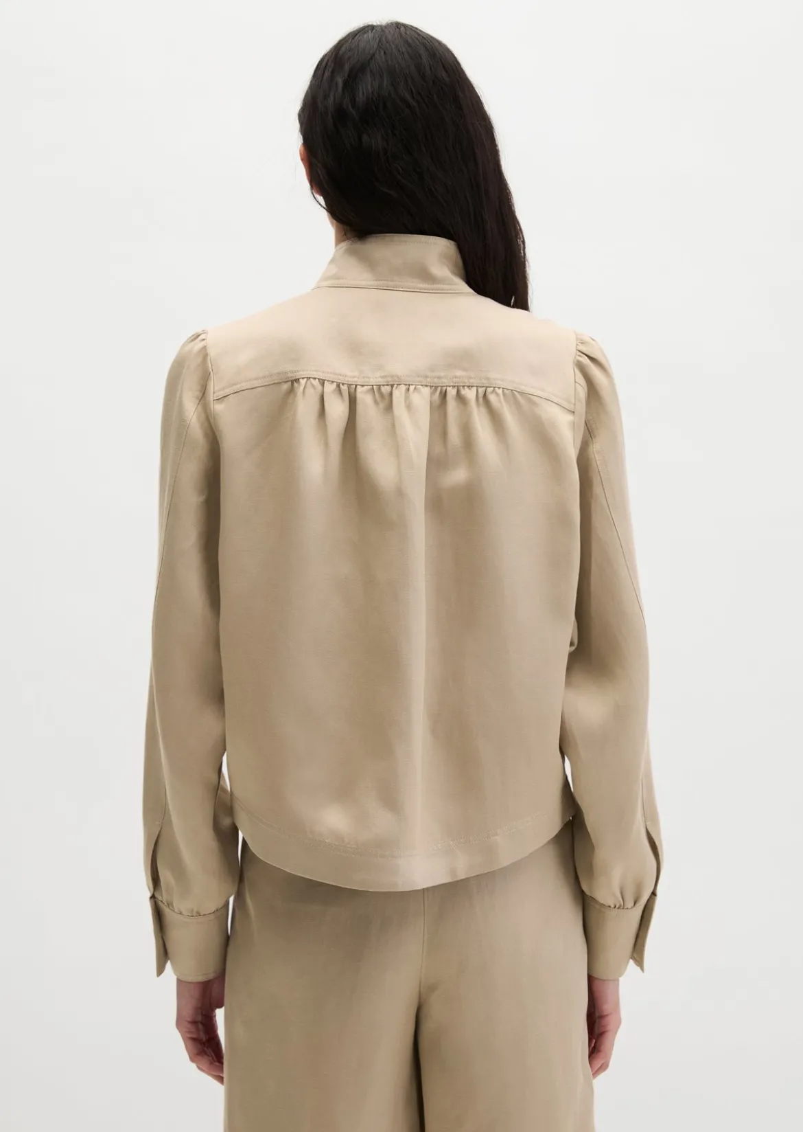 Stehkragen-Jacke loose aus TENCEL™ Lyocell-Leinen-Mix
