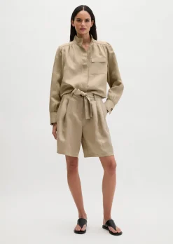 Stehkragen-Jacke loose aus TENCEL™ Lyocell-Leinen-Mix