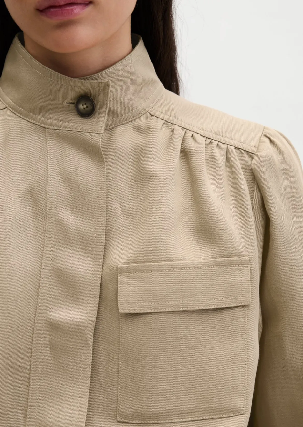 Stehkragen-Jacke loose aus TENCEL™ Lyocell-Leinen-Mix