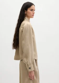 Stehkragen-Jacke loose aus TENCEL™ Lyocell-Leinen-Mix