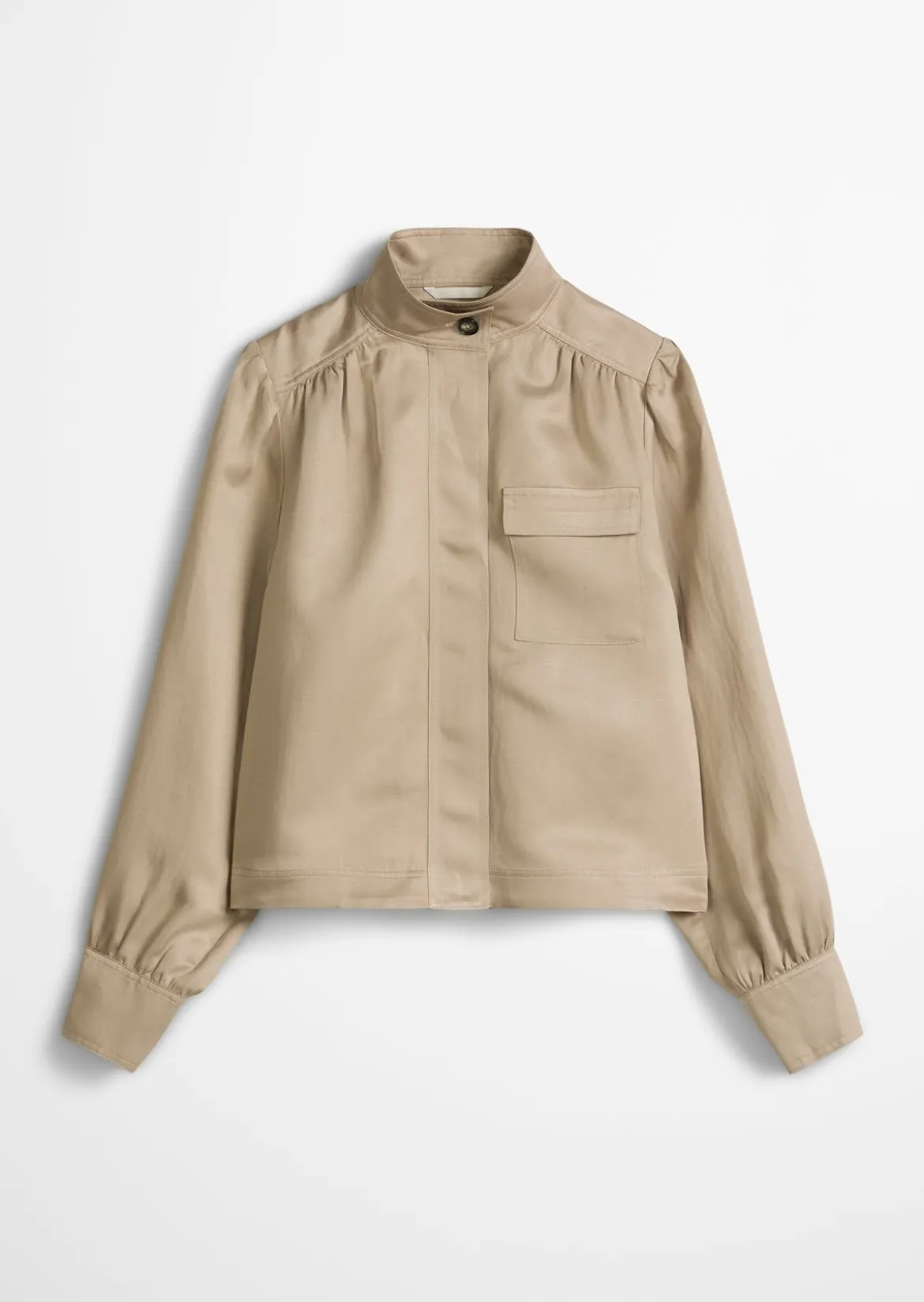 Stehkragen-Jacke loose aus TENCEL™ Lyocell-Leinen-Mix