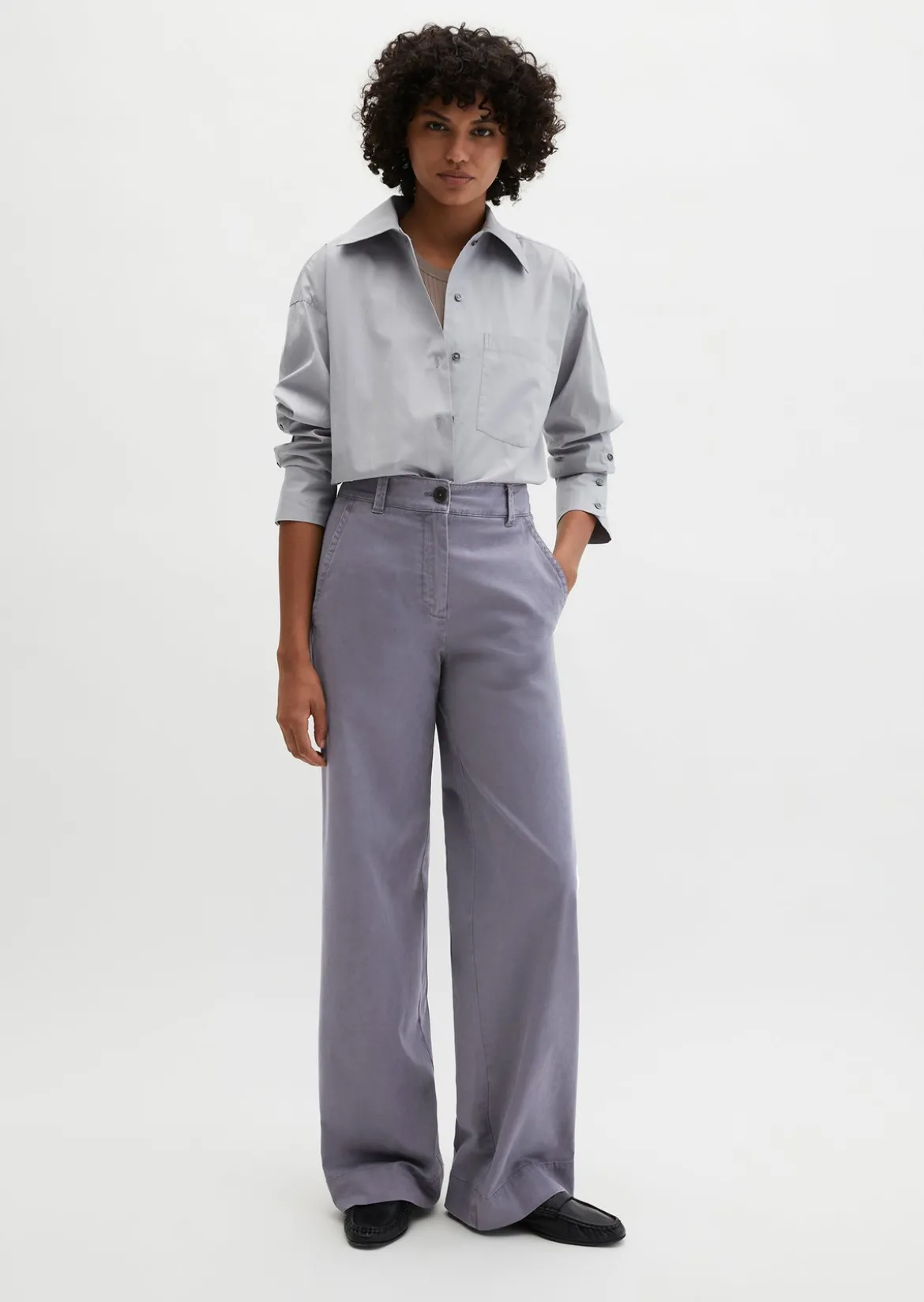 Straight Leg Pants aus Brushed Cotton Twill