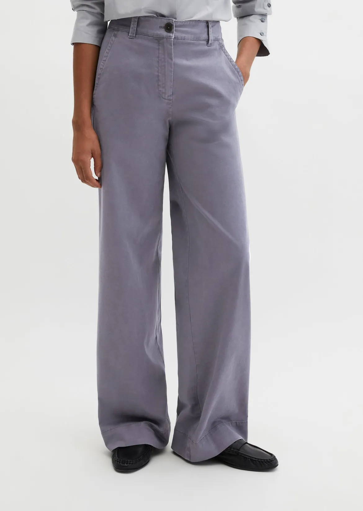 Straight Leg Pants aus Brushed Cotton Twill