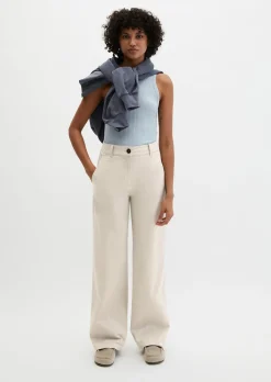 Straight Leg Pants aus Brushed Cotton Twill