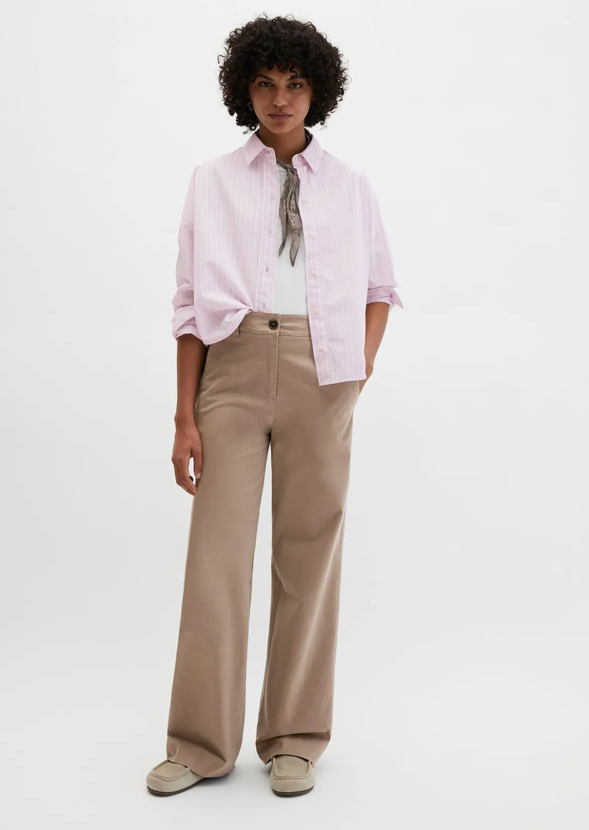 Straight Leg Pants aus Brushed Cotton Twill