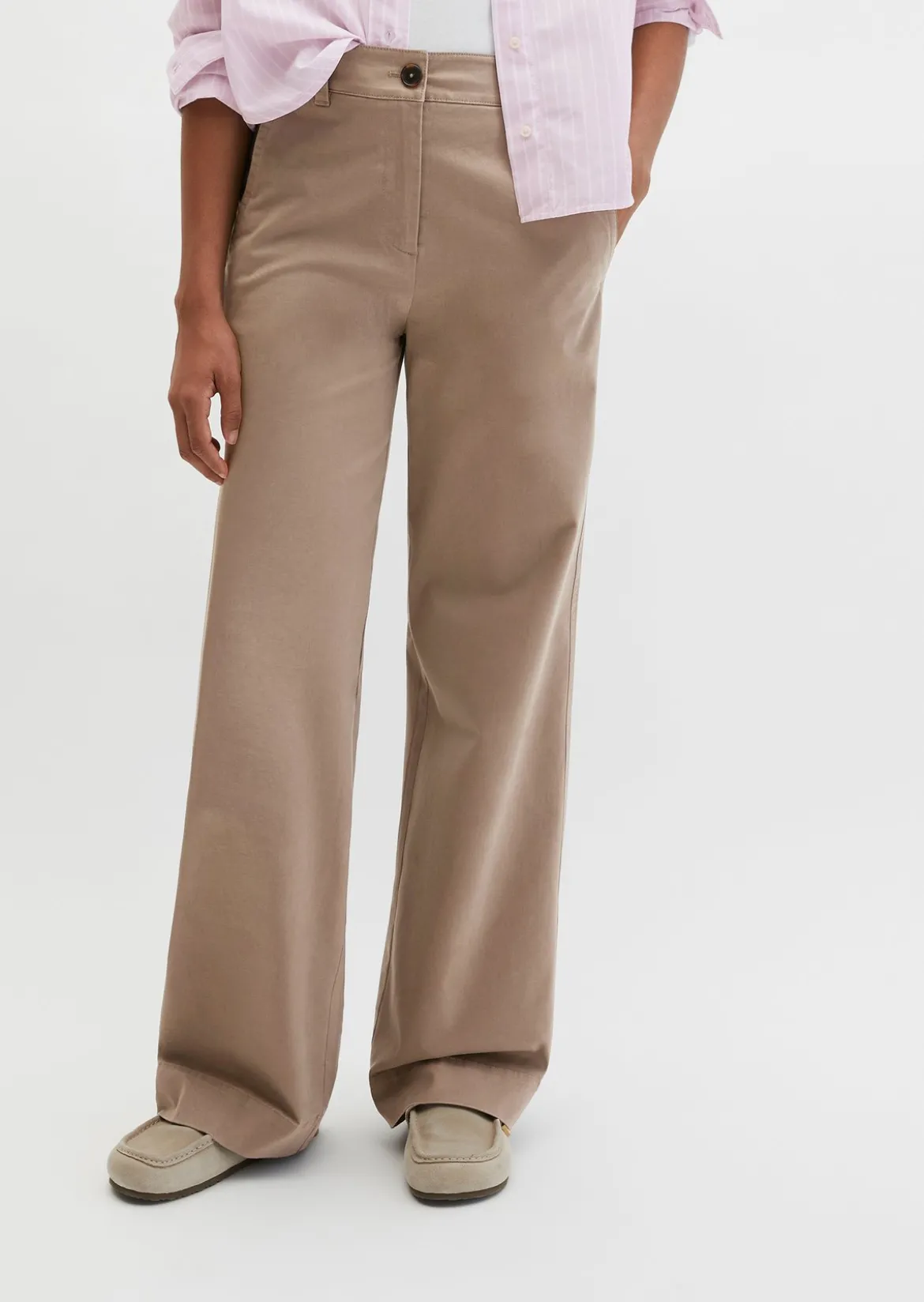 Straight Leg Pants aus Brushed Cotton Twill