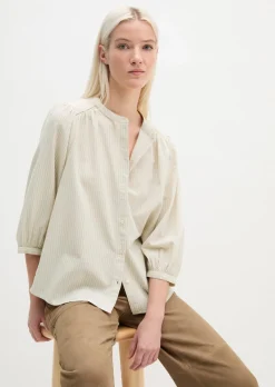Streifen-Bluse A-Shape aus Organic-Cotton-Viskose-Mix