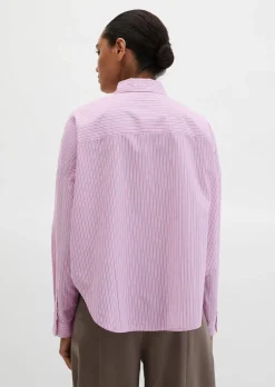Streifenbluse loose aus Baumwoll-Chambray