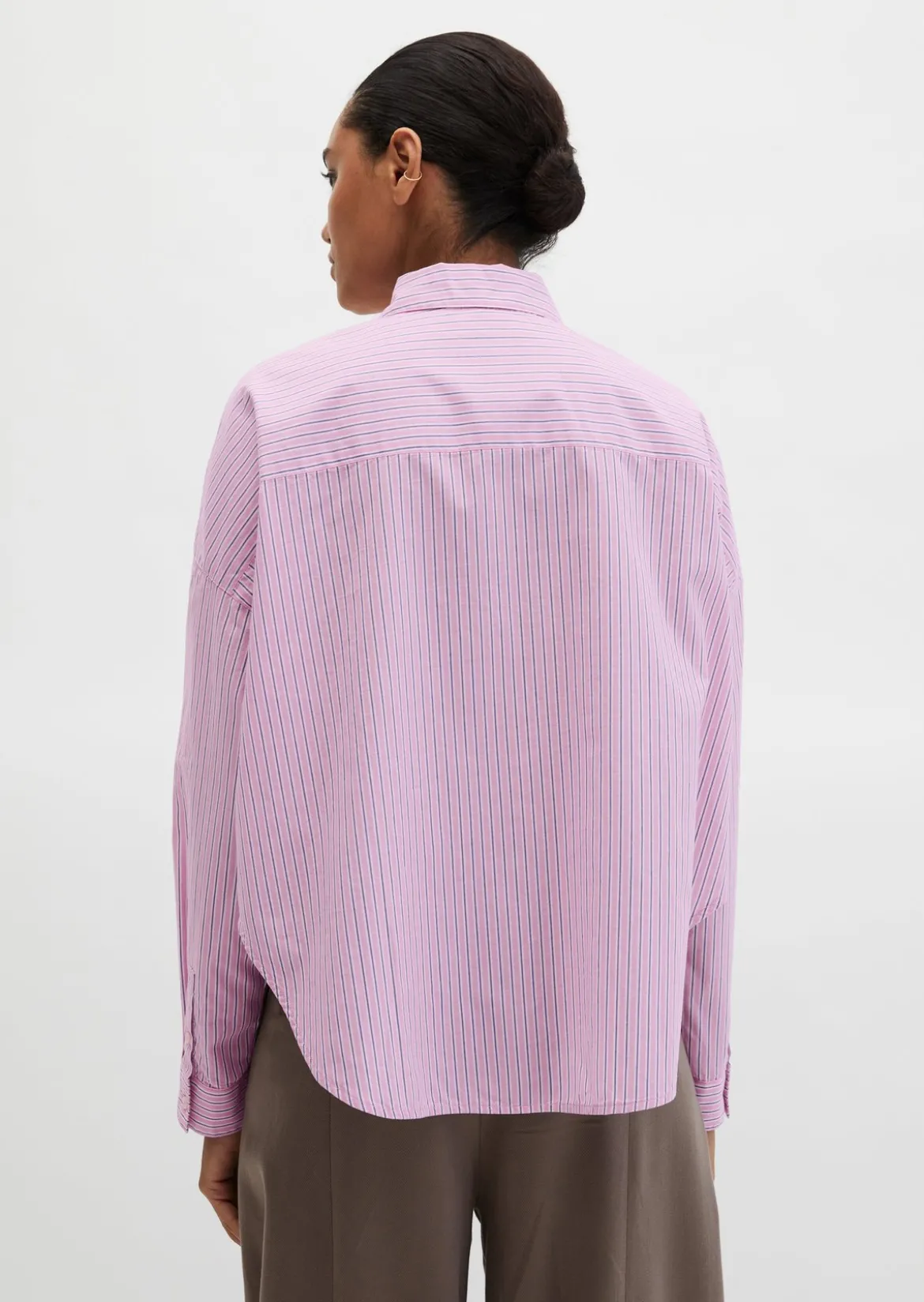 Streifenbluse loose aus Baumwoll-Chambray