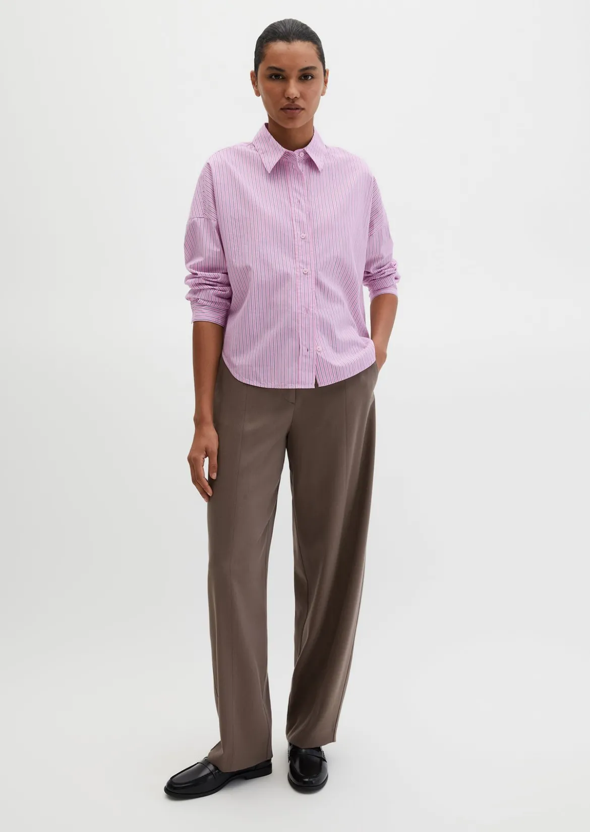 Streifenbluse loose aus Baumwoll-Chambray