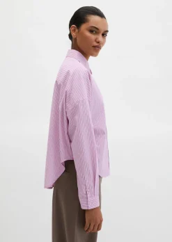 Streifenbluse loose aus Baumwoll-Chambray