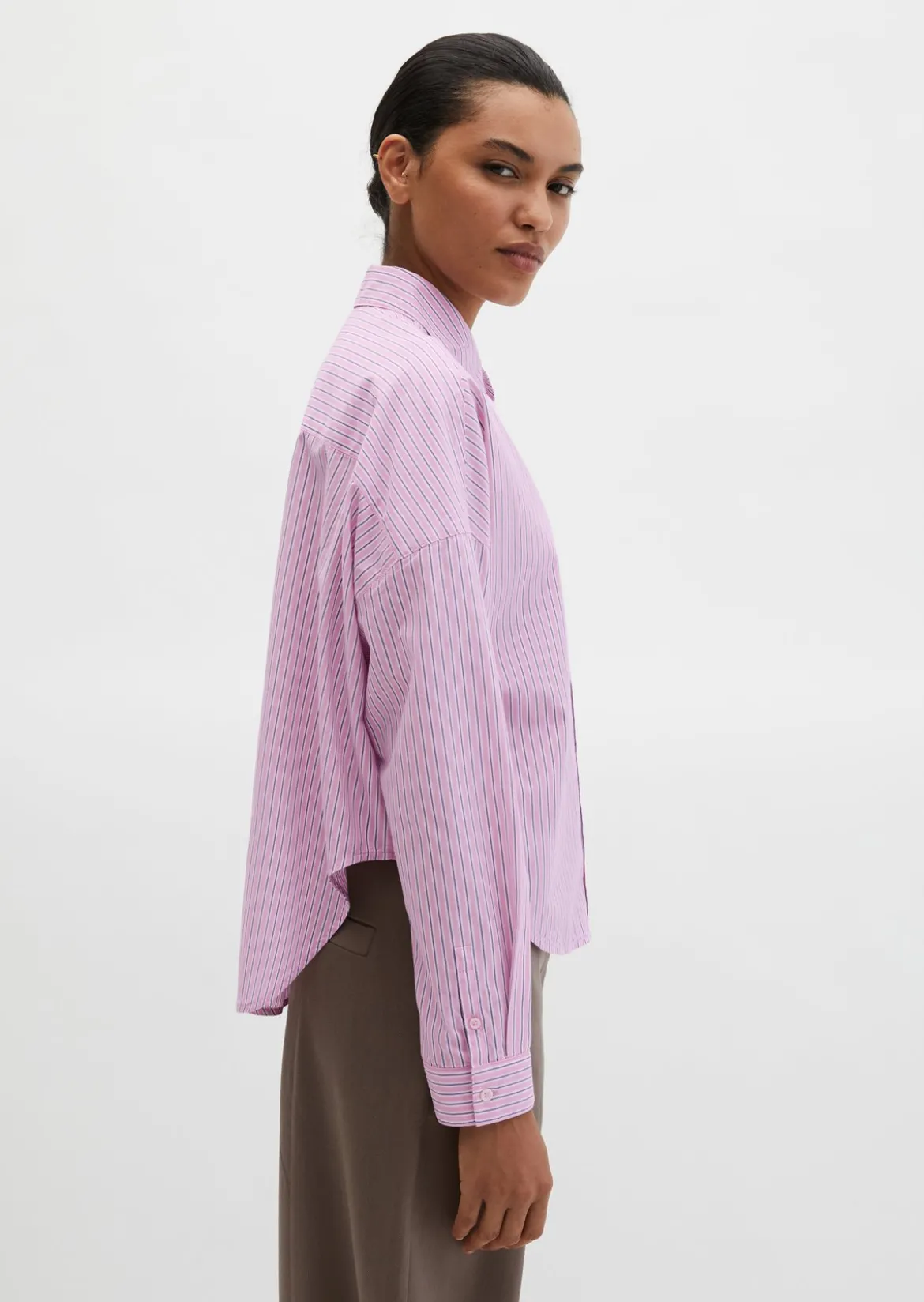 Streifenbluse loose aus Baumwoll-Chambray