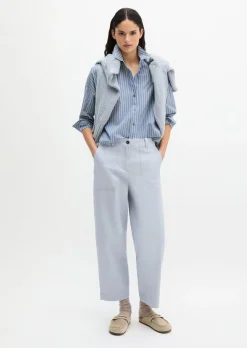 Streifenbluse loose aus Baumwoll-Chambray