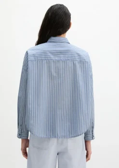 Streifenbluse loose aus Baumwoll-Chambray