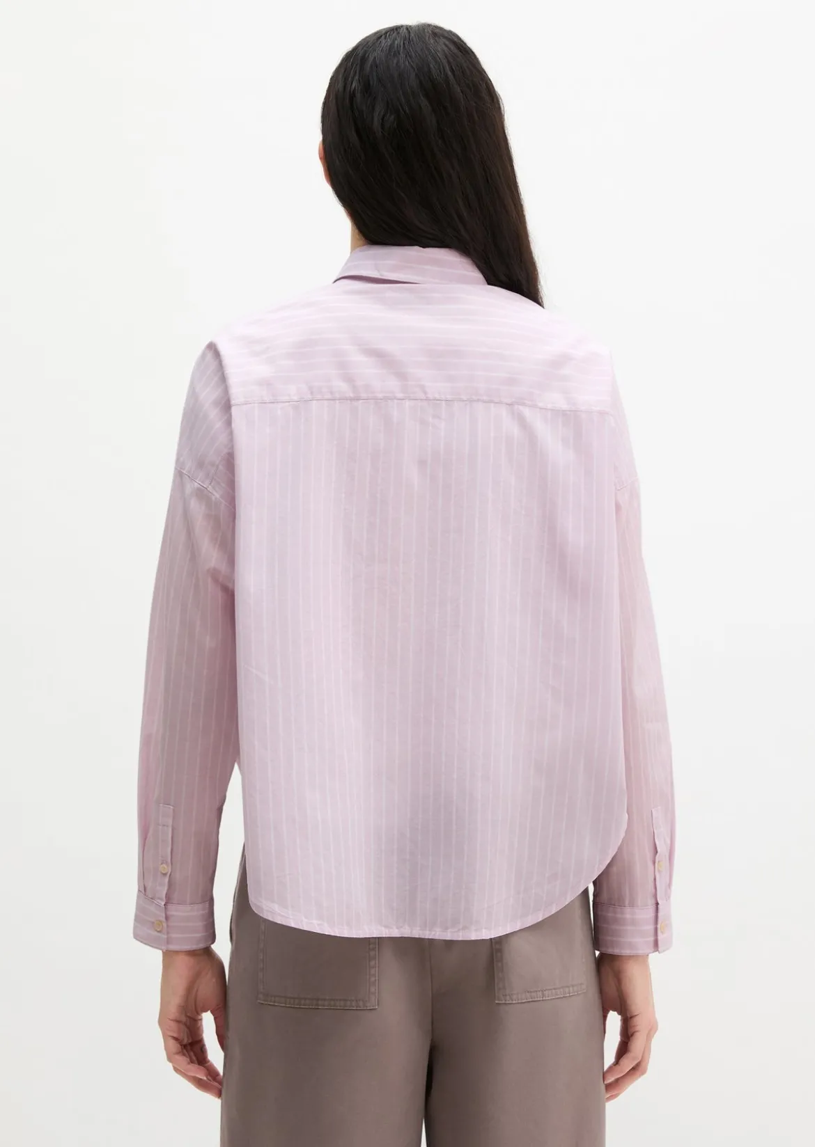 Streifenbluse loose aus Baumwoll-Chambray