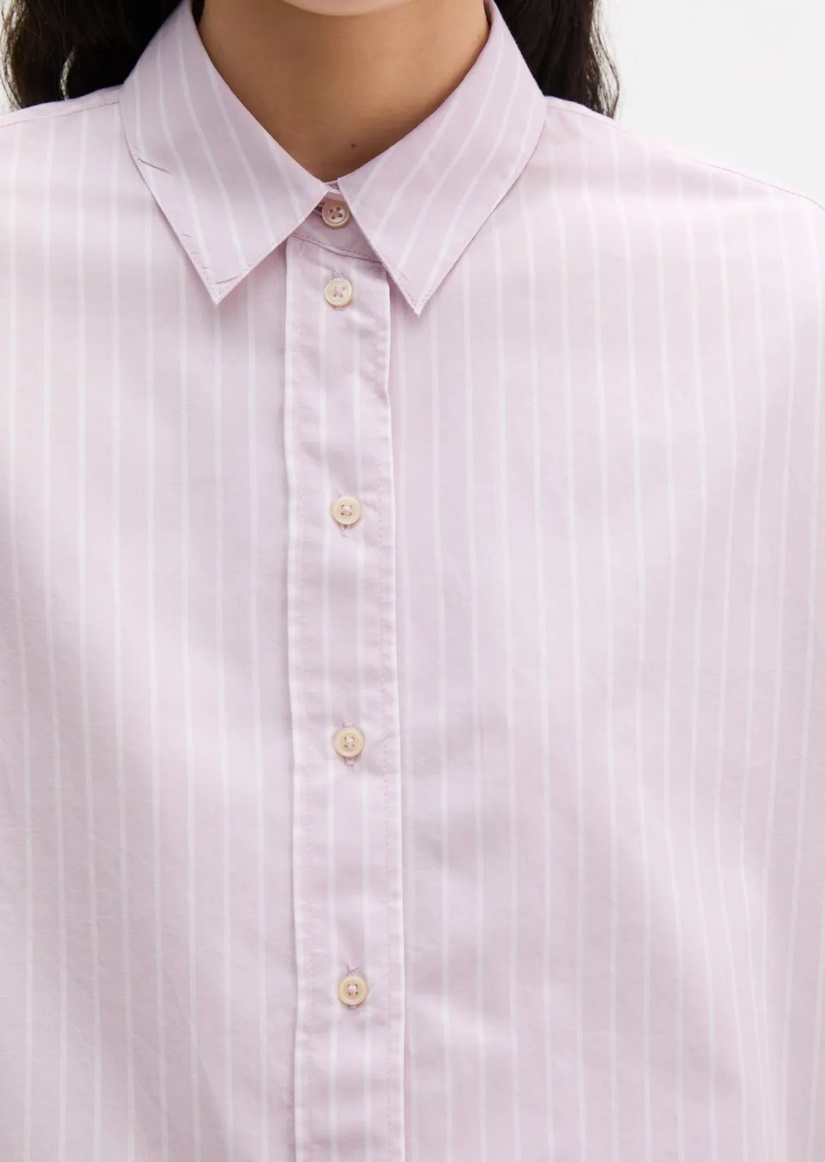 Streifenbluse loose aus Baumwoll-Chambray