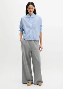 Streifenbluse loose aus Baumwoll-Chambray