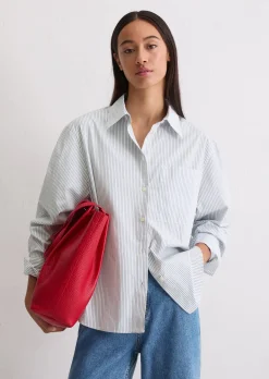 Streifenbluse oversize aus Premium-Baumwoll-Popeline