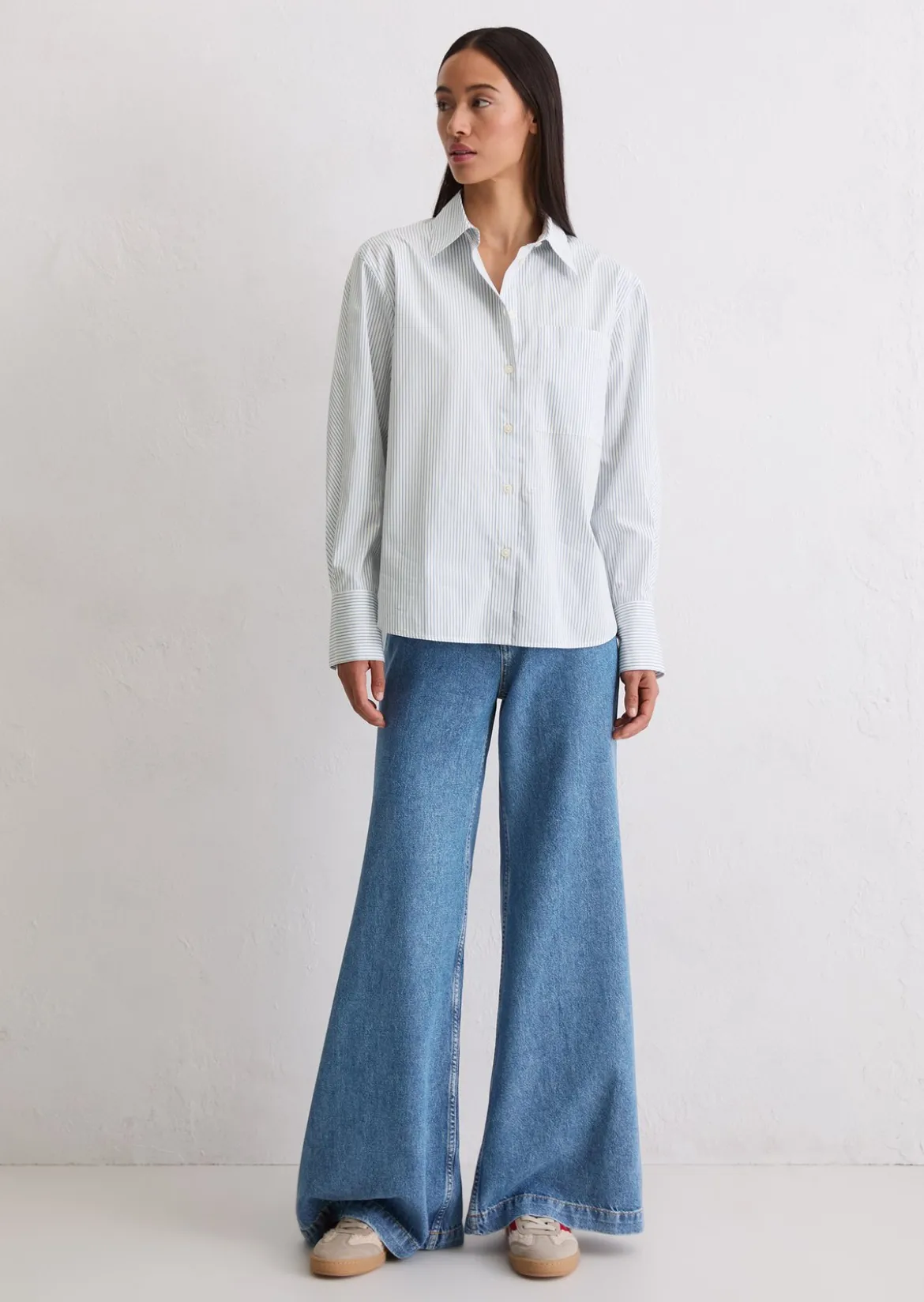 Streifenbluse oversize aus Premium-Baumwoll-Popeline