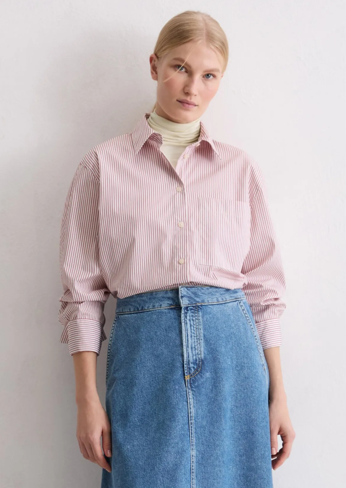 Streifenbluse oversize aus Premium-Baumwoll-Popeline