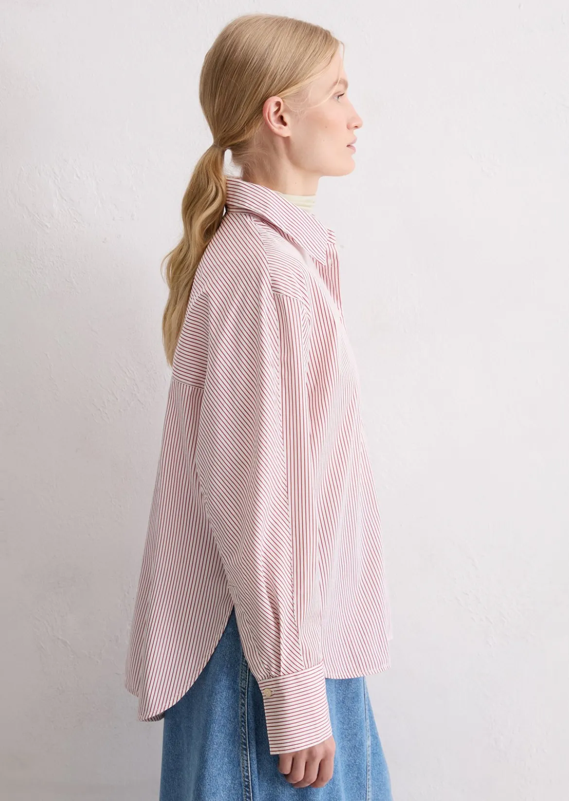 Streifenbluse oversize aus Premium-Baumwoll-Popeline