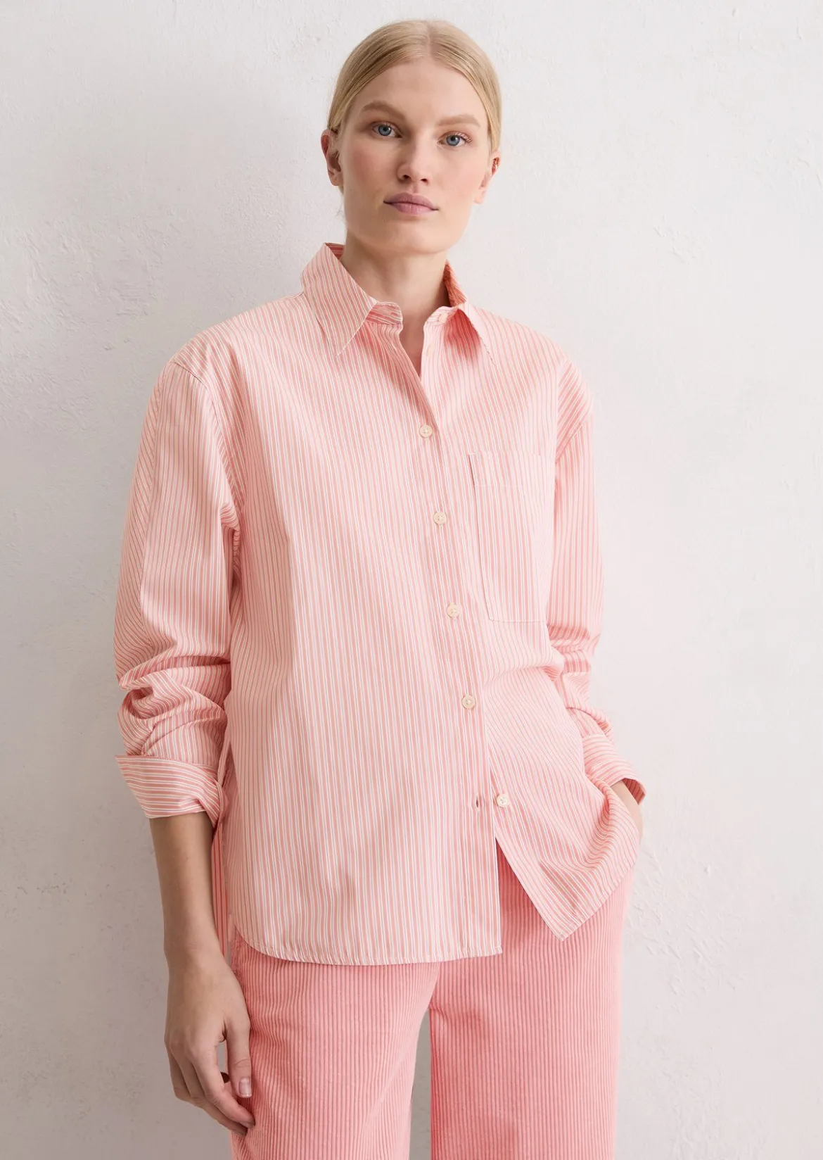 Streifenbluse oversize aus Premium-Baumwoll-Popeline