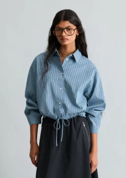 Streifenbluse oversized aus Papertouch-Popeline