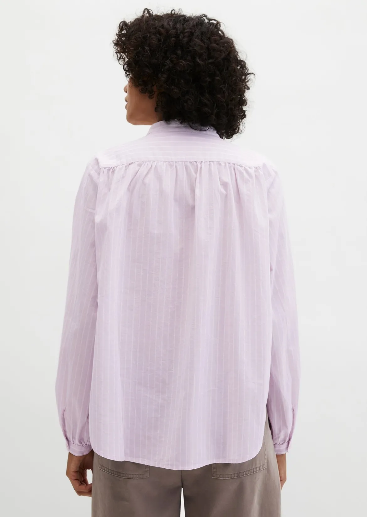 Streifenbluse regular aus Baumwoll-Chambray