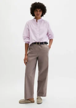 Streifenbluse regular aus Baumwoll-Chambray