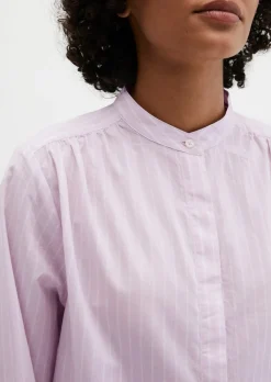 Streifenbluse regular aus Baumwoll-Chambray