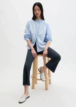 Streifenbluse regular aus Baumwoll-Chambray
