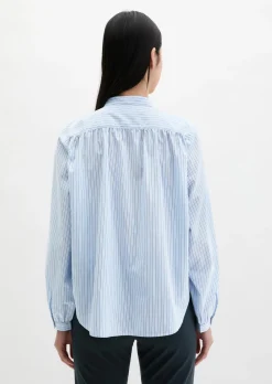 Streifenbluse regular aus Baumwoll-Chambray