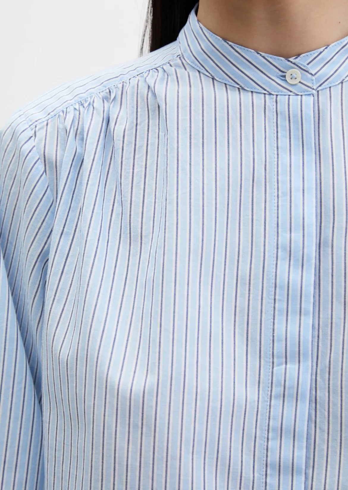 Streifenbluse regular aus Baumwoll-Chambray