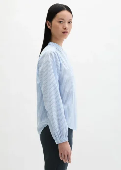 Streifenbluse regular aus Baumwoll-Chambray