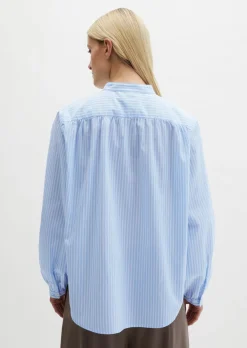 Streifenbluse regular aus Baumwoll-Chambray
