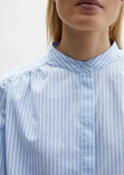 Streifenbluse regular aus Baumwoll-Chambray