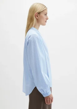 Streifenbluse regular aus Baumwoll-Chambray