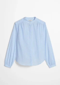Streifenbluse regular aus Baumwoll-Chambray