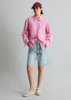 Streifenbluse regular aus Organic Cotton Lyocell-Mix