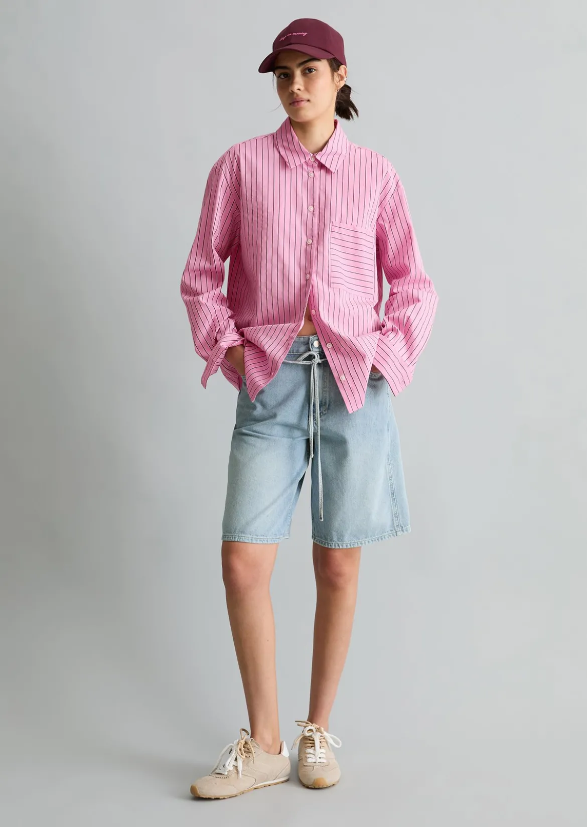 Streifenbluse regular aus Organic Cotton Lyocell-Mix