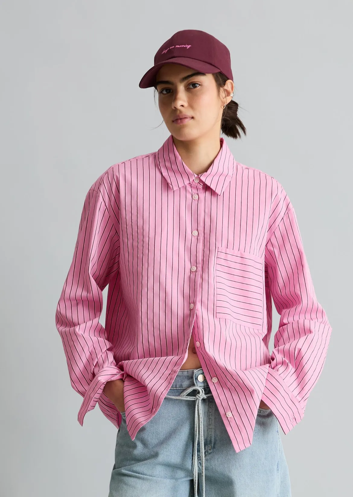 Streifenbluse regular aus Organic Cotton Lyocell-Mix